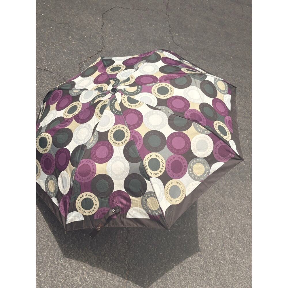 Coach Authentic Signature Purple Umbrella Mini Compact Foldable